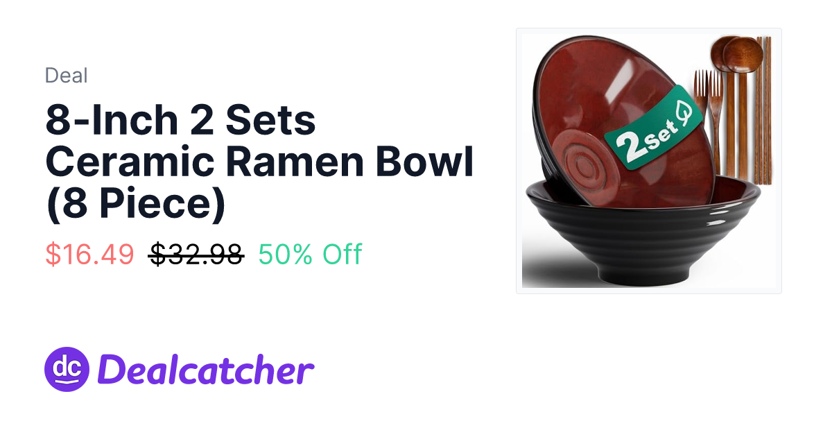 Amazon - 8-Inch 2 Sets Ceramic Ramen Bowl (8 Piece) $16.49