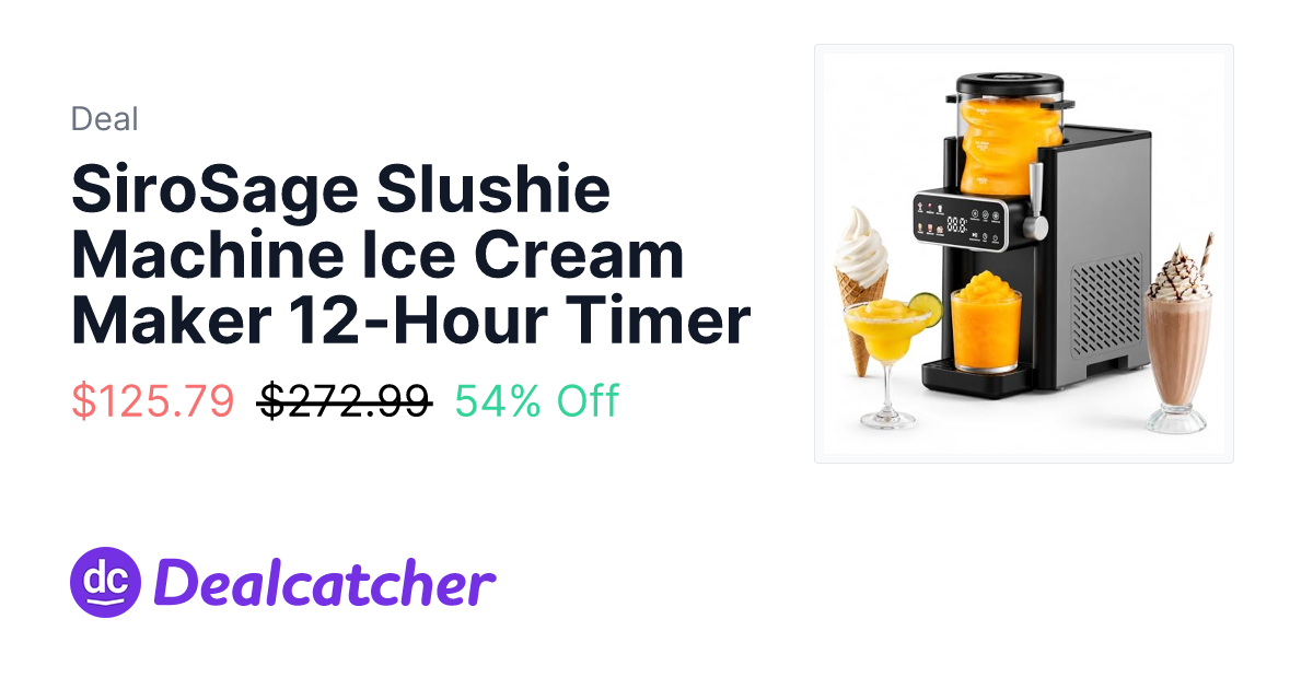 Amazon - SiroSage Slushie Machine Ice Cream Maker 12-Hour Timer $125.79