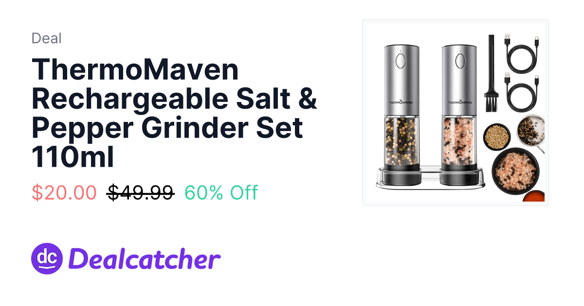 Amazon - ThermoMaven Rechargeable Salt & Pepper Grinder Set 110ml $20.00