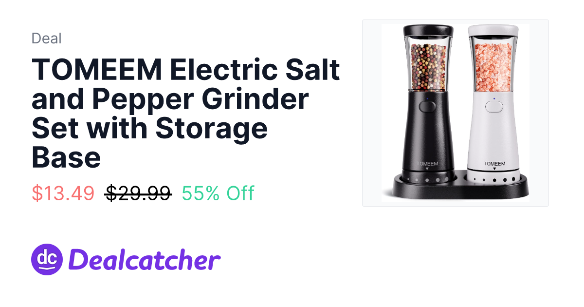 Amazon - TOMEEM Electric Salt and Pepper Grinder Set with Storage Base $13.49