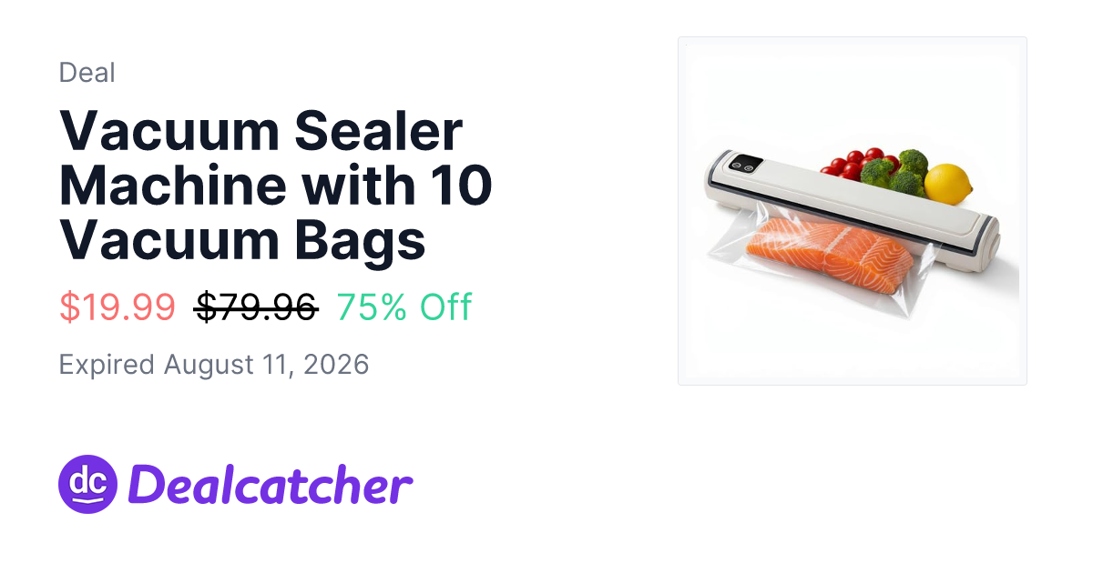Amazon - Vacuum Sealer Machine with 10 Vacuum Bags $19.99