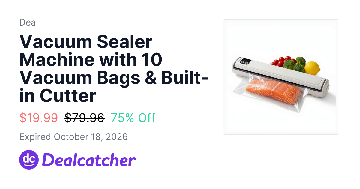 Amazon - Vacuum Sealer Machine with 10 Vacuum Bags & Built-in Cutter $19.99