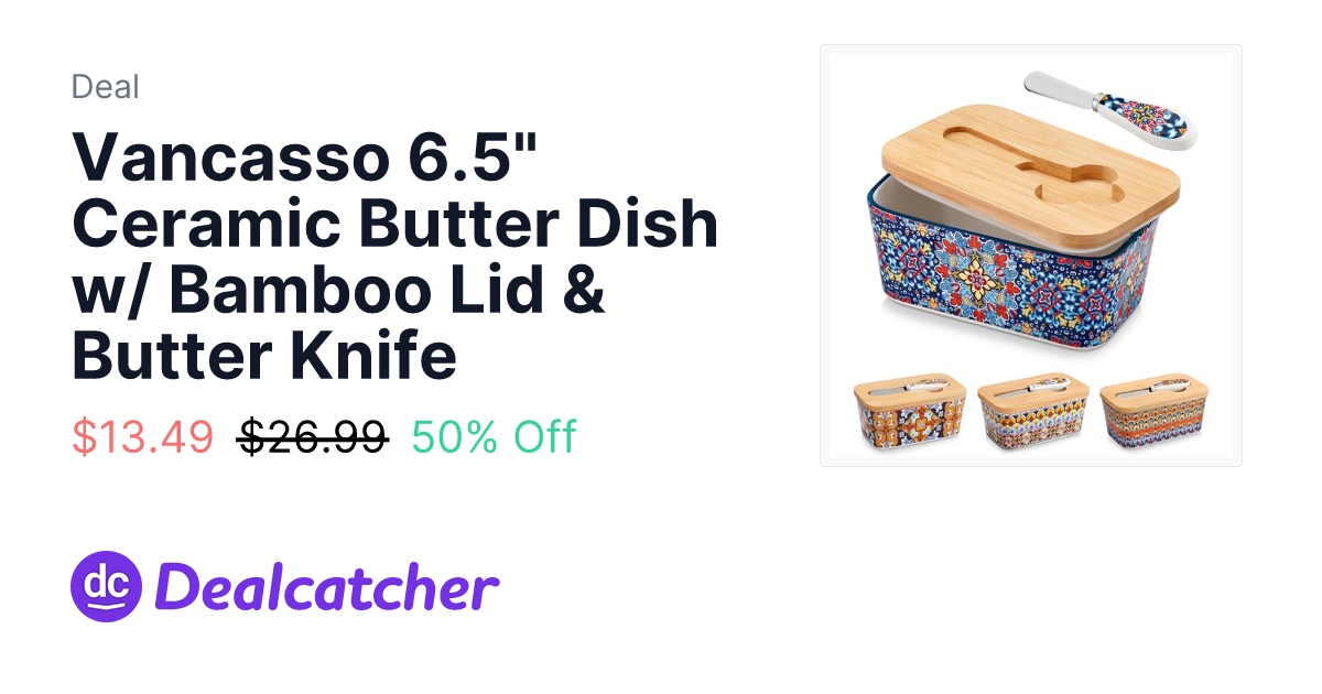 Amazon - Vancasso 6.5" Ceramic Butter Dish w/ Bamboo Lid & Butter Knife $13.49