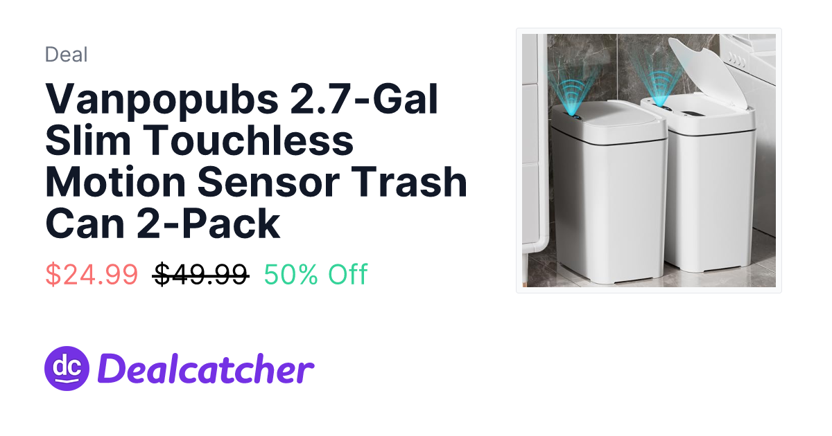 Amazon - Vanpopubs 2.7-Gal Slim Touchless Motion Sensor Trash Can 2-Pack $24.99