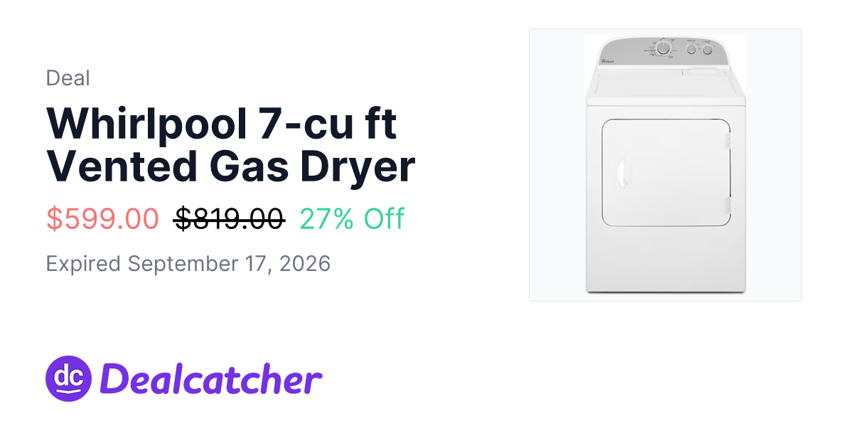 Lowes - Whirlpool 7-cu ft Vented Gas Dryer $599.00