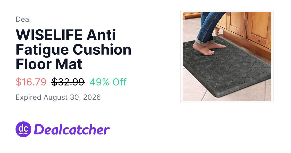 Amazon - WISELIFE Anti Fatigue Cushion Floor Mat $16.79