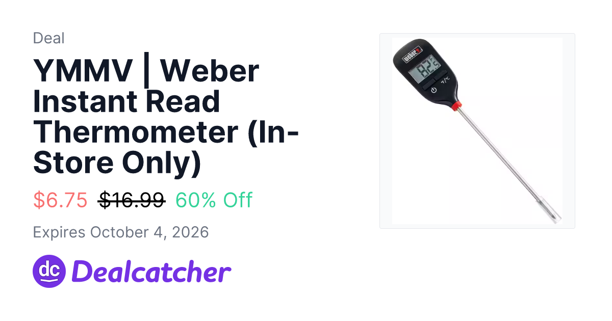 Home Depot - YMMV | Weber Instant Read Thermometer (In-Store Only) $6.75