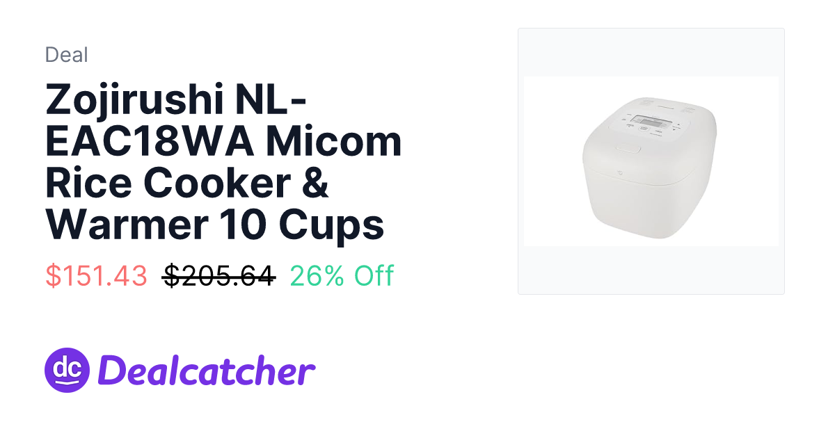 Amazon - Zojirushi NL-EAC18WA Micom Rice Cooker & Warmer 10 Cups $151.43