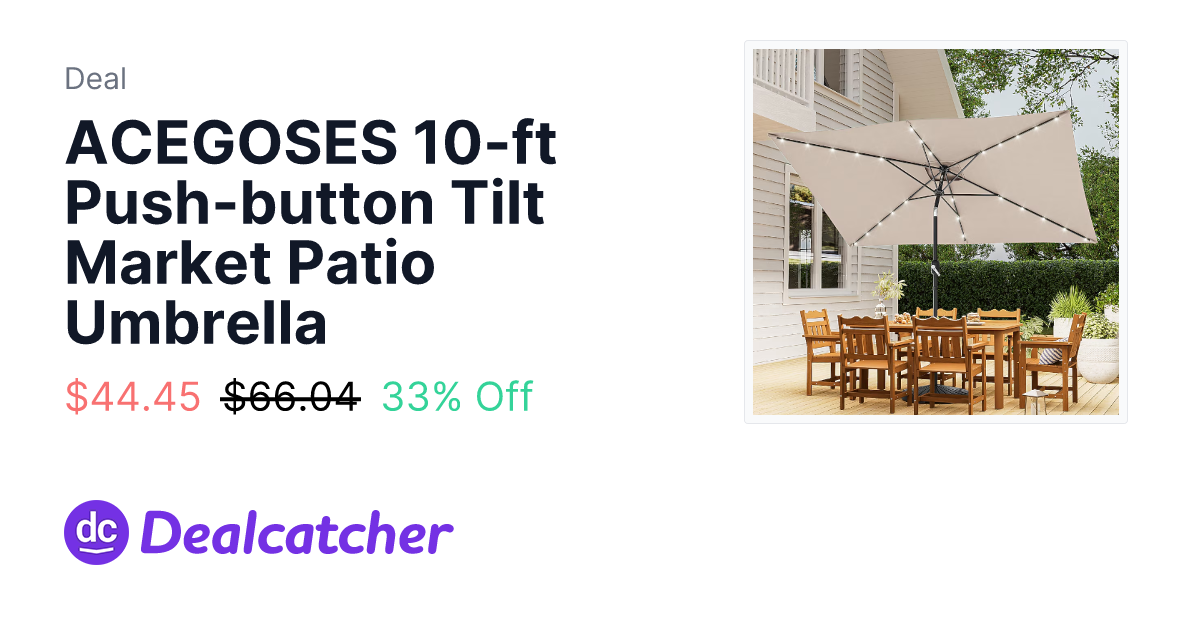 Lowes - ACEGOSES 10-ft Push-button Tilt Market Patio Umbrella $44.45