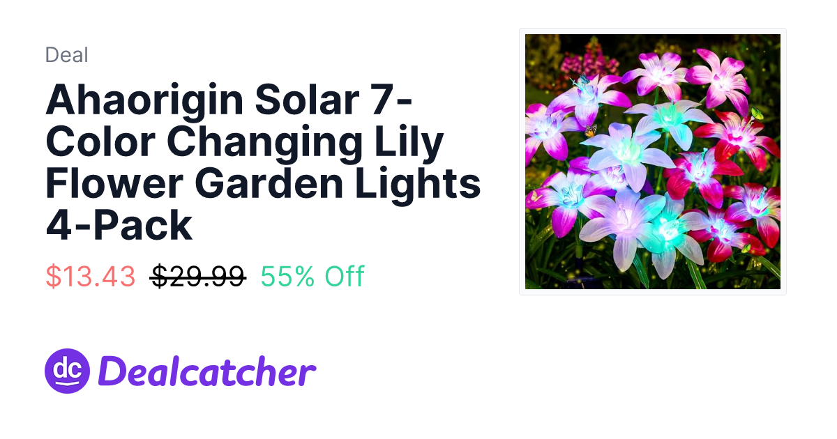 Amazon - Ahaorigin Solar 7-Color Changing Lily Flower Garden Lights 4-Pack $13.43