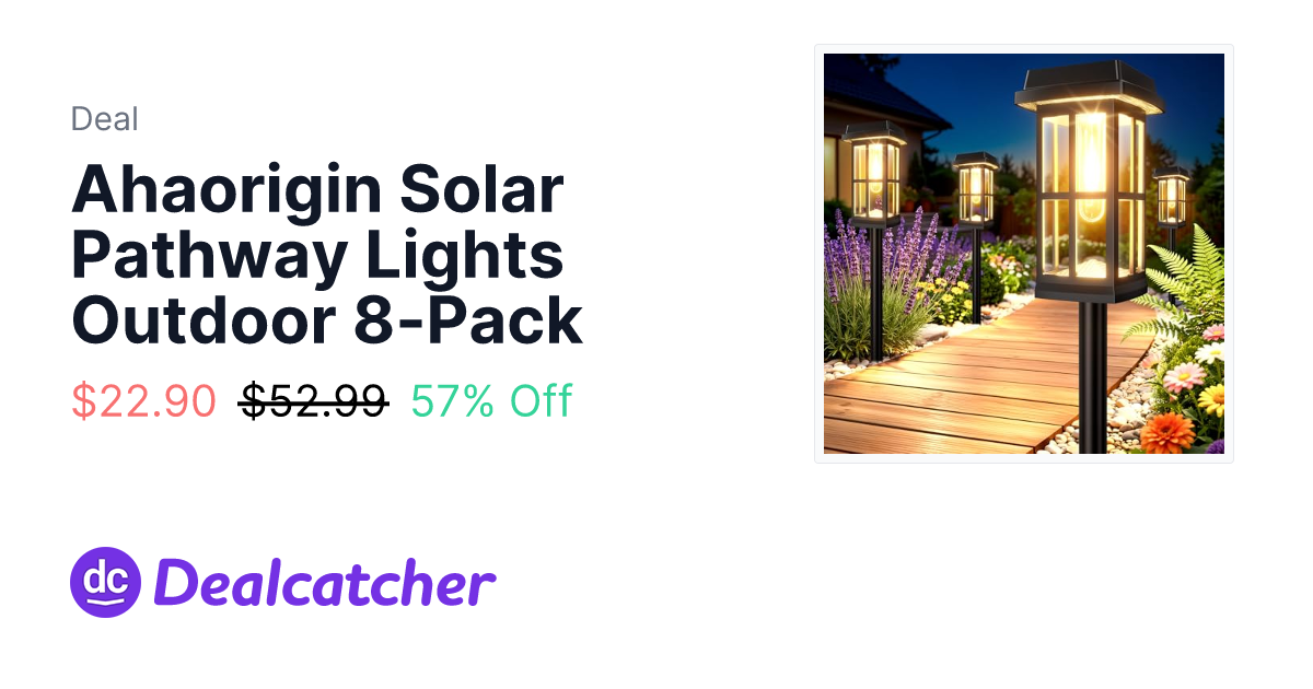 Amazon - Ahaorigin Solar Pathway Lights Outdoor 8-Pack $22.90