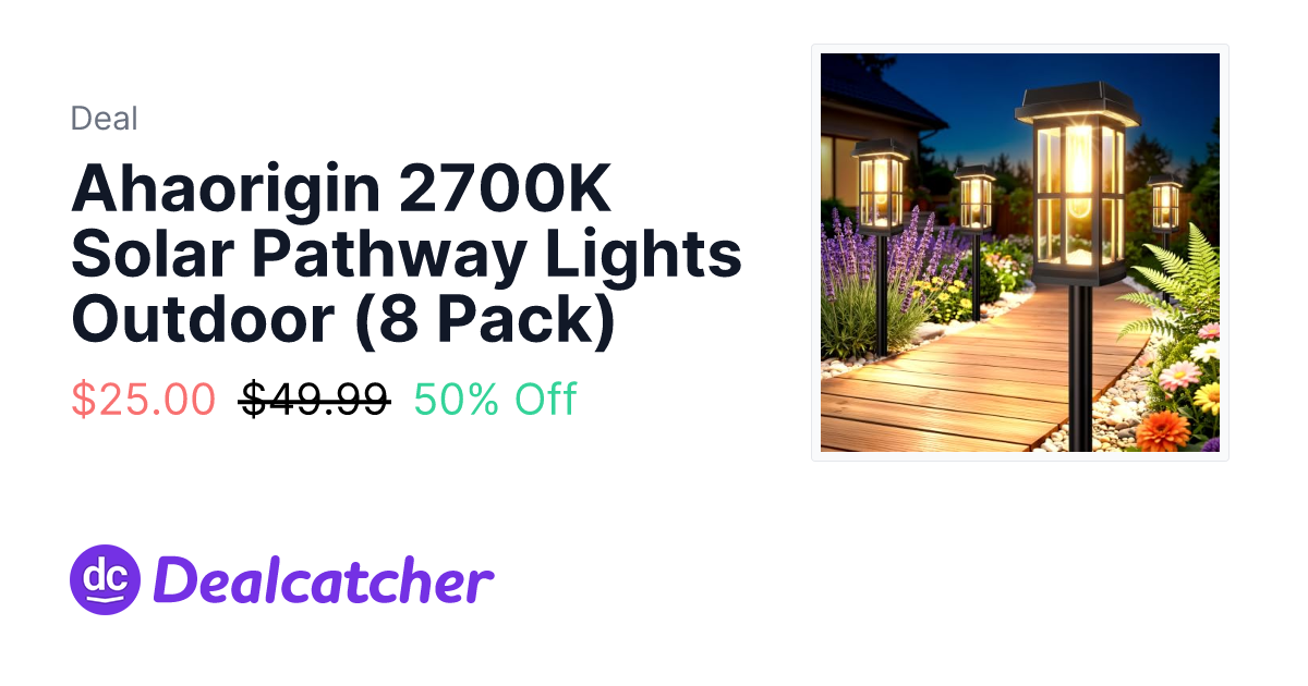 Amazon - Ahaorigin 2700K Solar Pathway Lights Outdoor (8 Pack) $25.00