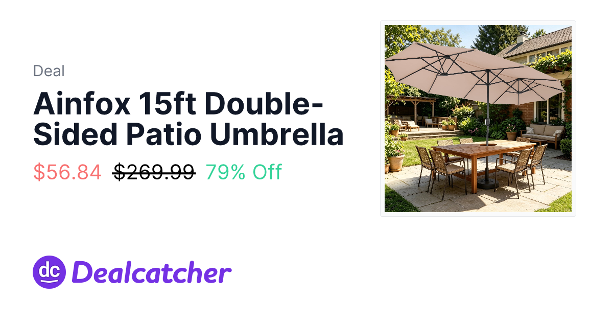 Walmart - Ainfox 15ft Double-Sided Patio Umbrella $56.84