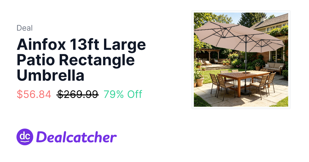 Walmart - Ainfox 13ft Large Patio Rectangle Umbrella $56.84