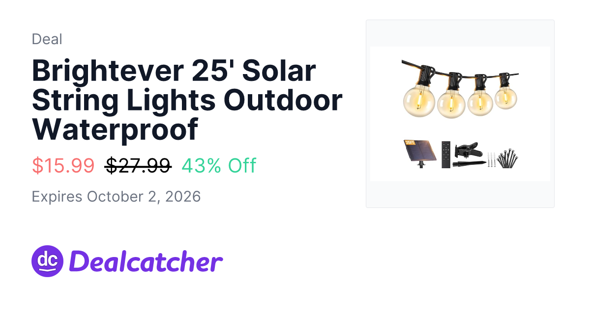 Woot - Brightever 25' Solar String Lights Outdoor Waterproof $15.99