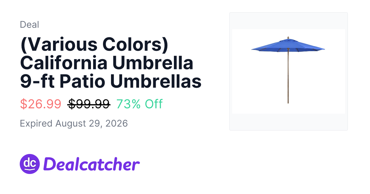 Woot - (Various Colors) California Umbrella 9-ft Patio Umbrellas $26.99