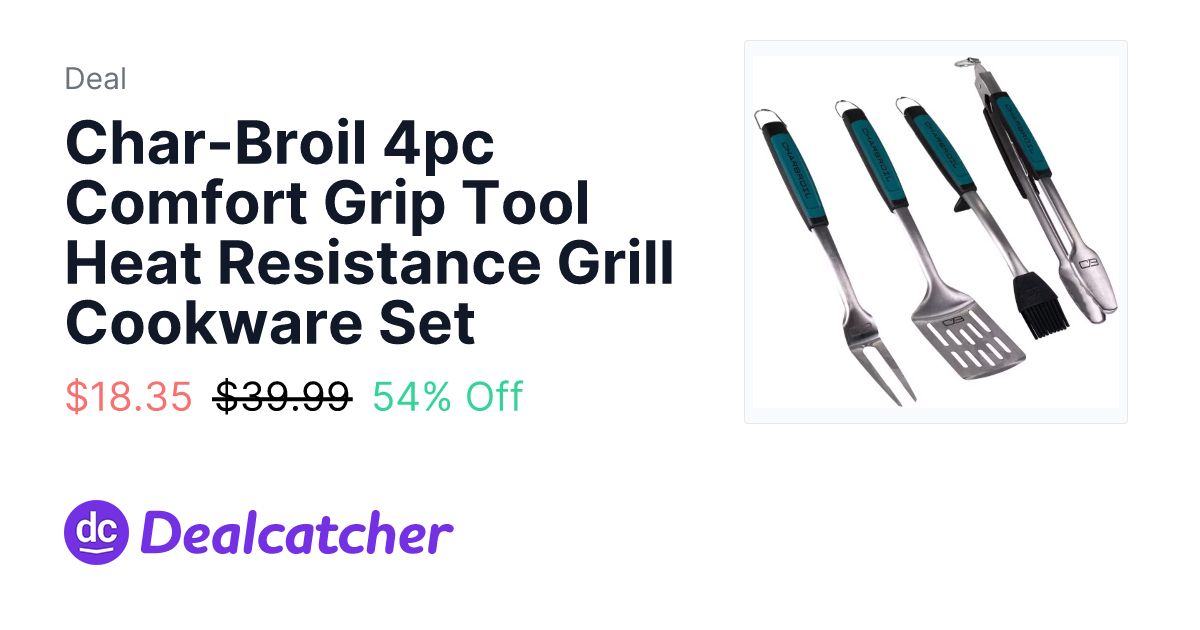 eBay - Char-Broil 4pc Comfort Grip Tool Heat Resistance Grill Cookware Set $18.35