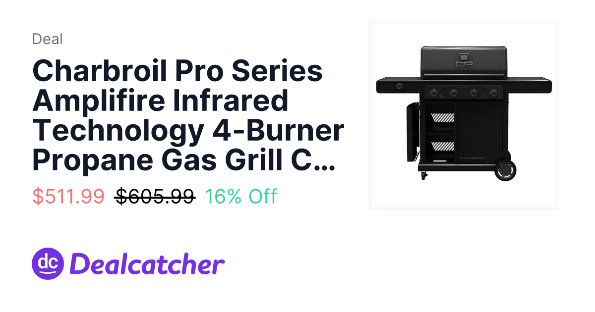 Amazon - Charbroil Pro Series Amplifire Infrared Technology 4-Burner Propane Gas Grill Cabinet with Side Burner $511.99