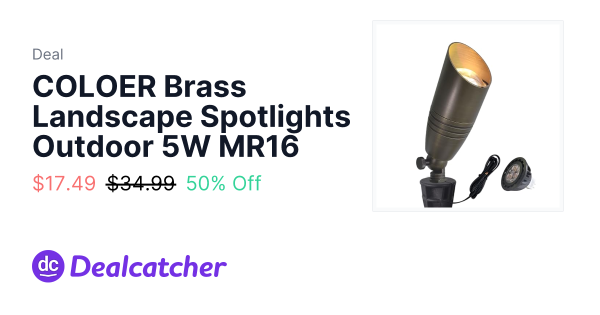 Amazon - COLOER Brass Landscape Spotlights Outdoor 5W MR16 $17.49