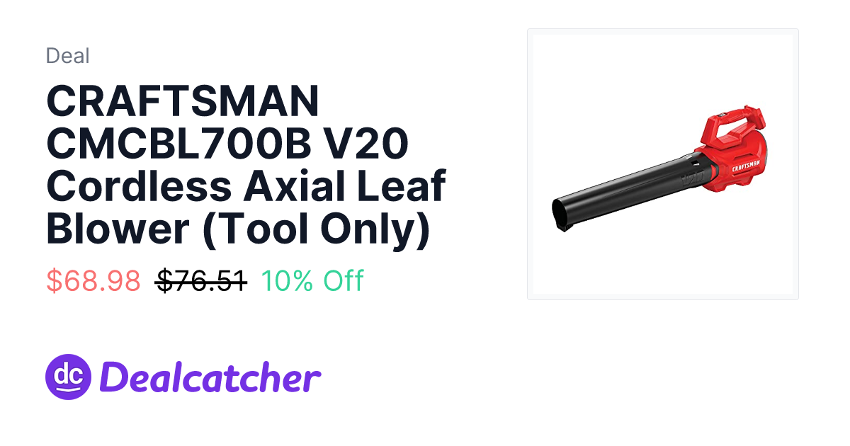 Amazon - CRAFTSMAN CMCBL700B V20 Cordless Axial Leaf Blower (Tool Only) $68.98