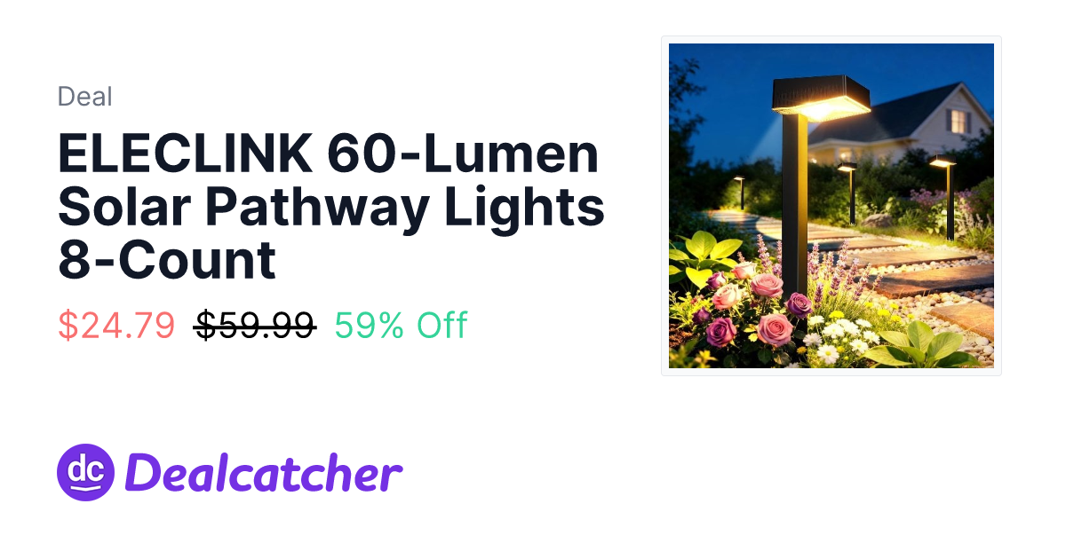 Amazon - ELECLINK 60-Lumen Solar Pathway Lights 8-Count $24.79