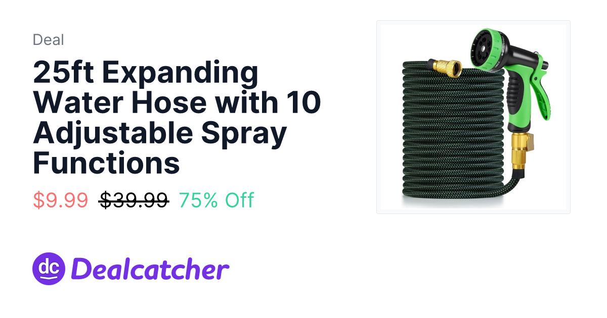 That Daily Deal - 25ft Expanding Water Hose with 10 Adjustable Spray Functions $9.99