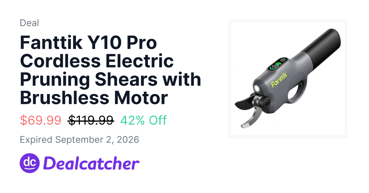 Amazon - Fanttik Y10 Pro Cordless Electric Pruning Shears with Brushless Motor $69.99
