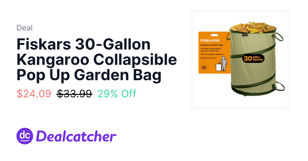 Amazon - Fiskars 30-Gallon Kangaroo Collapsible Pop Up Garden Bag $24.09