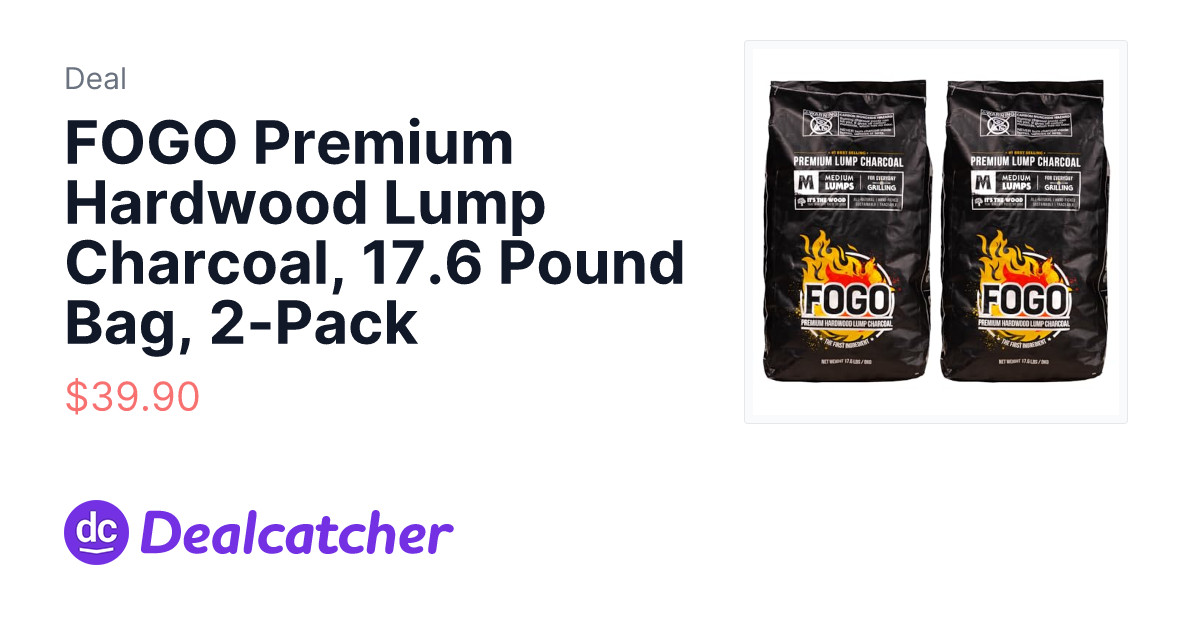 Amazon - FOGO Premium Hardwood Lump Charcoal, 17.6 Pound Bag, 2-Pack $39.90