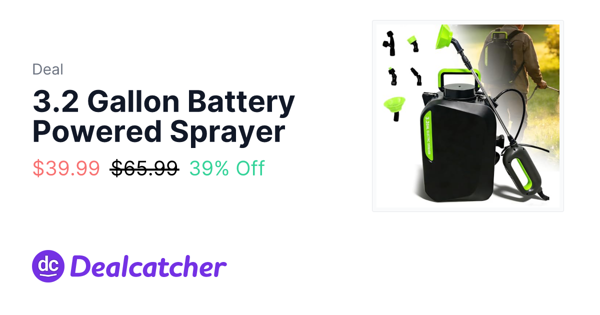 Amazon - 3.2 Gallon Battery Powered Sprayer $39.99
