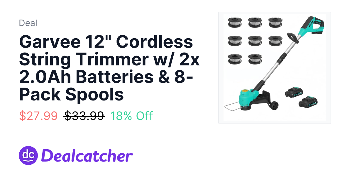 Amazon - Garvee 12" Cordless String Trimmer w/ 2x 2.0Ah Batteries & 8-Pack Spools $27.99