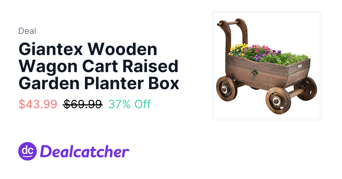 Amazon - Giantex Wooden Wagon Cart Raised Garden Planter Box $43.99