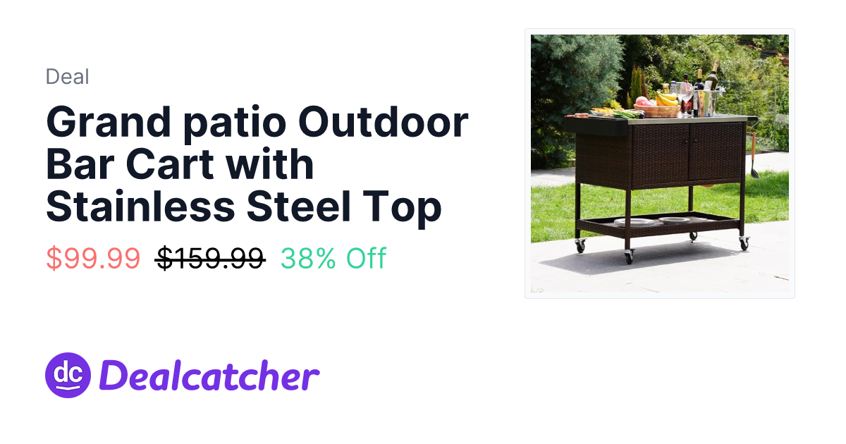 Amazon - Grand patio Outdoor Bar Cart with Stainless Steel Top $99.00