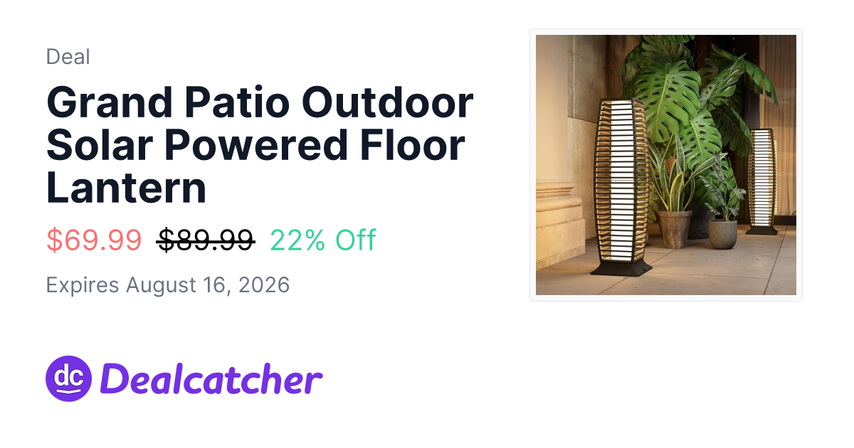 Amazon - Grand Patio Outdoor Solar Powered Floor Lantern $69.99