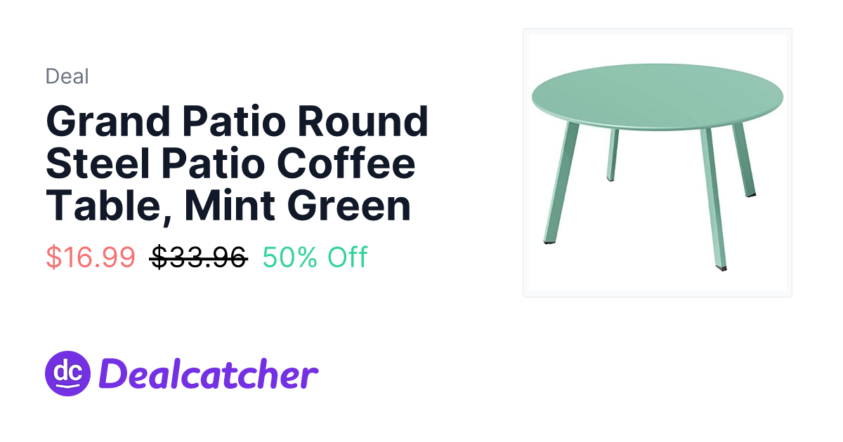 Amazon - Grand Patio Round Steel Patio Coffee Table, Mint Green $25.99
