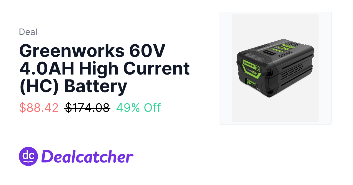 Amazon - Greenworks 60V 4.0AH High Current (HC) Battery $88.42
