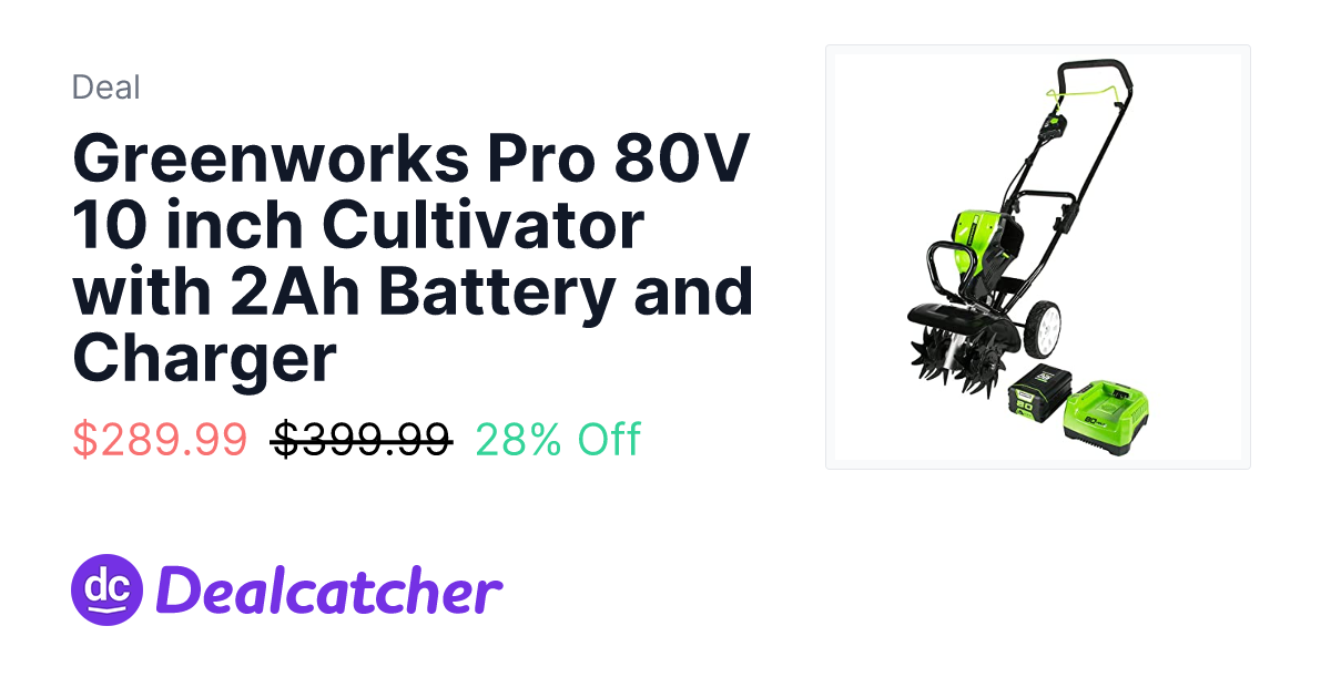 Amazon - Greenworks Pro 80V 10 inch Cultivator with 2Ah Battery and Charger $289.99