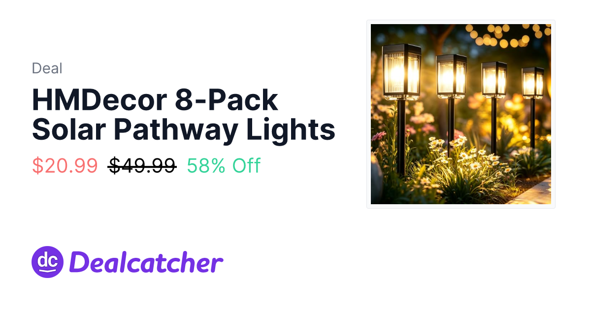 Amazon - HMDecor 8-Pack Solar Pathway Lights $20.99