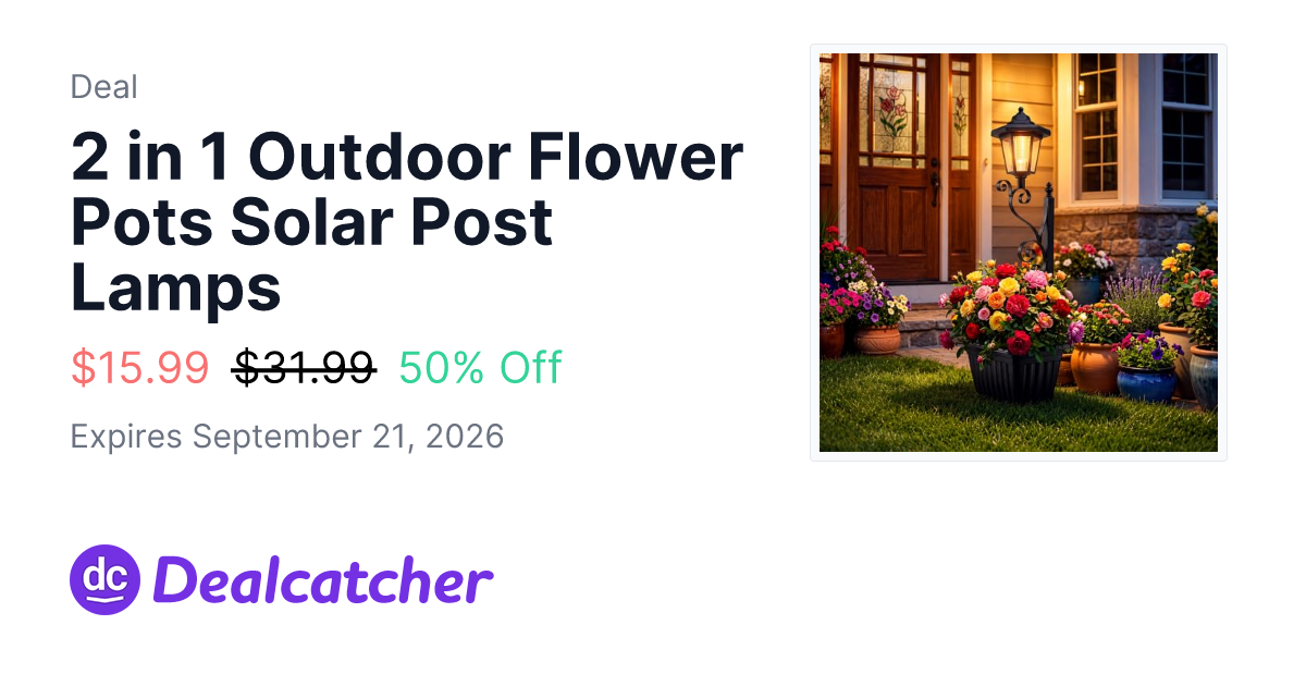 Amazon - 2 in 1 Outdoor Flower Pots Solar Post Lamps $15.99