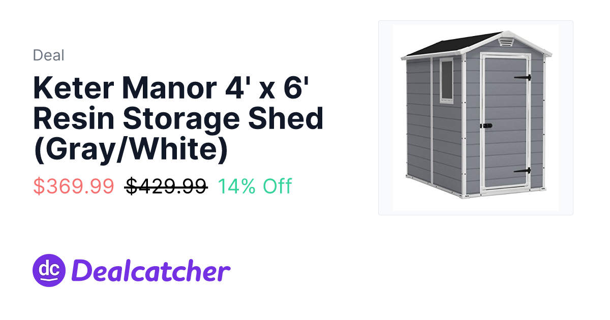 Amazon - Keter Manor 4' x 6' Resin Storage Shed (Gray/White) $369.99