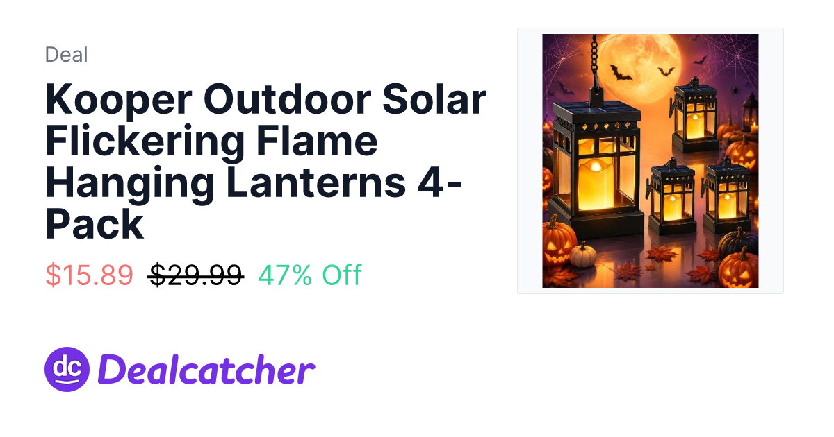 Amazon - Kooper Outdoor Solar Flickering Flame Hanging Lanterns 4-Pack $15.89