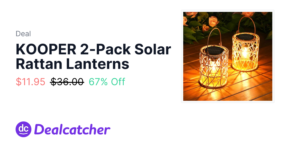 Amazon - KOOPER 2-Pack Solar Rattan Lanterns $11.95