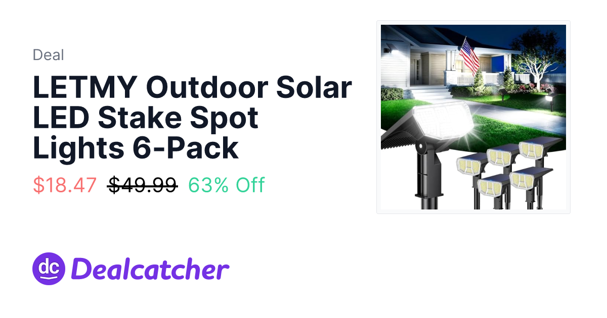 Amazon - LETMY Outdoor Solar LED Stake Spot Lights 6-Pack $18.47