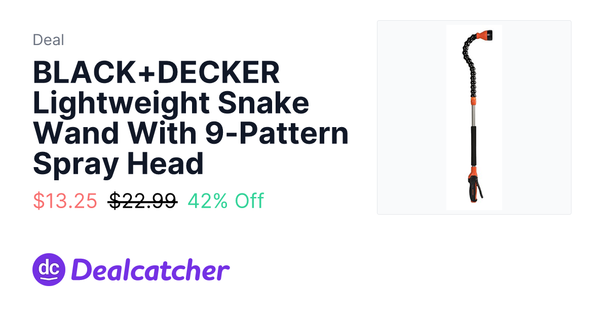 Amazon - BLACK+DECKER Lightweight Snake Wand With 9-Pattern Spray Head $13.25
