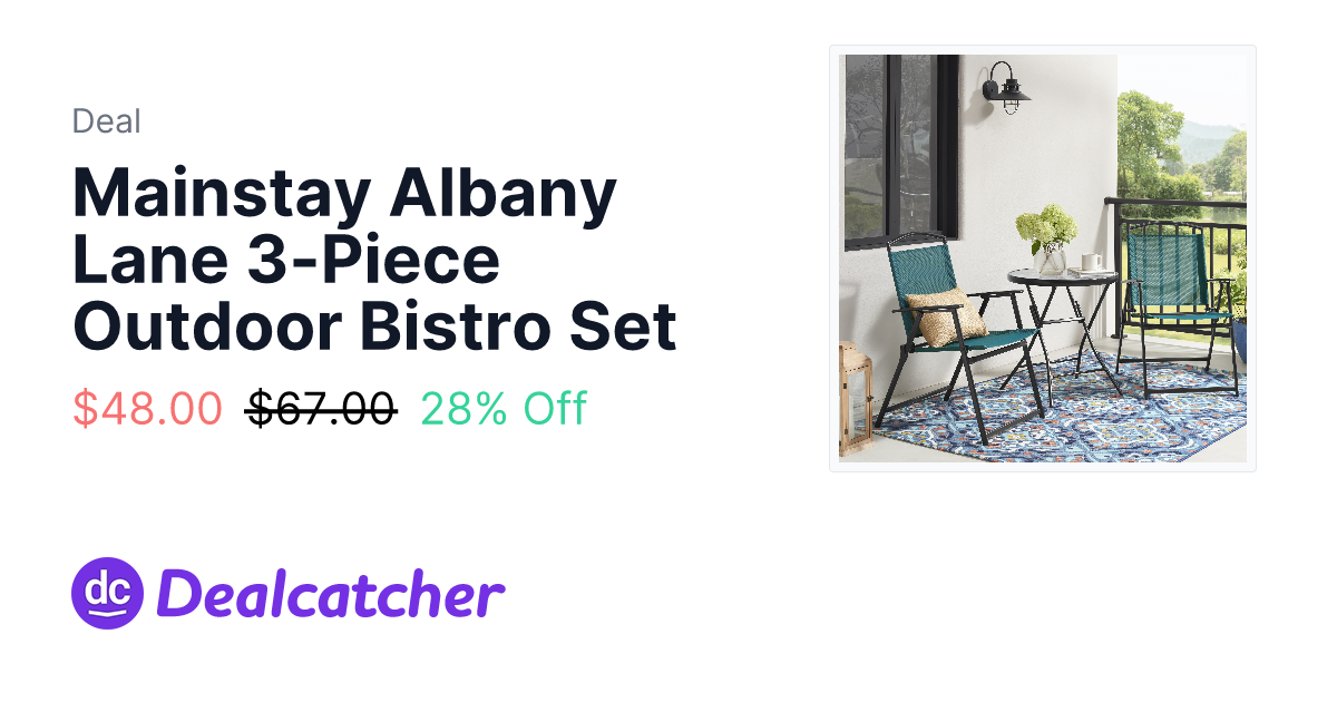 Walmart - Mainstay Albany Lane 3-Piece Outdoor Bistro Set $48.00