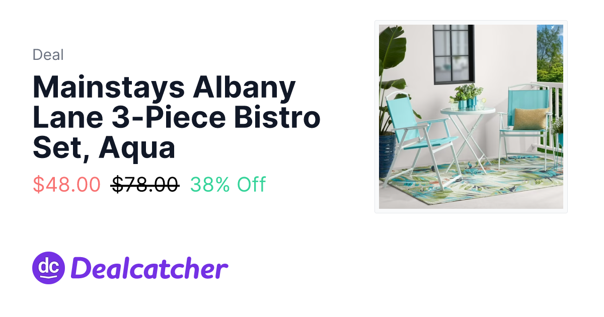 Walmart - Mainstays Albany Lane 3-Piece Bistro Set, Aqua $48.00