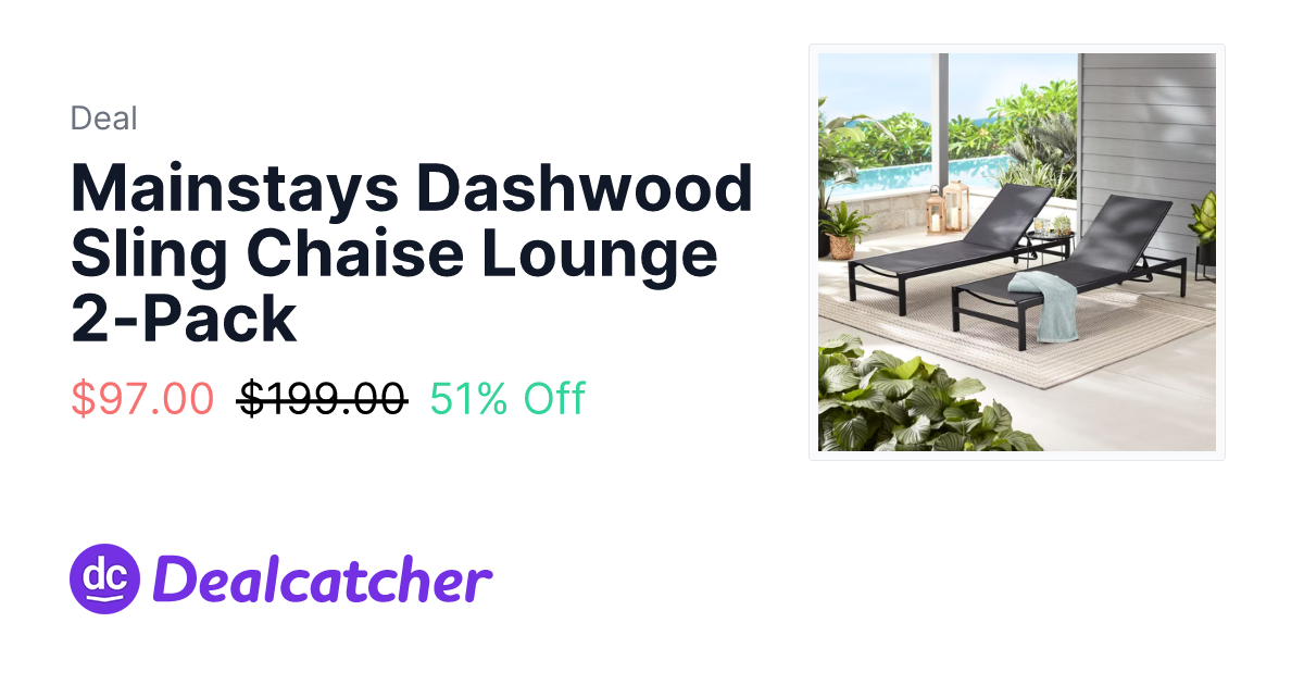 Walmart - Mainstays Dashwood Sling Chaise Lounge 2-Pack $97.00