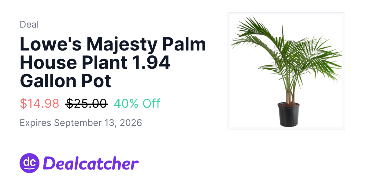 Lowes - Lowe's Majesty Palm House Plant 1.94 Gallon Pot $14.98