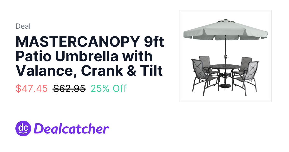 Amazon - MASTERCANOPY 9ft Patio Umbrella with Valance, Crank & Tilt $47.45