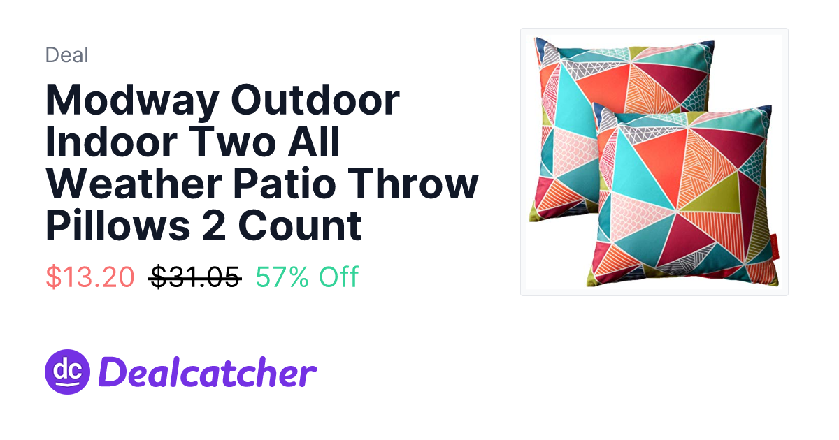 Amazon - Modway Outdoor Indoor Two All Weather Patio Throw Pillows 2 Count $13.20